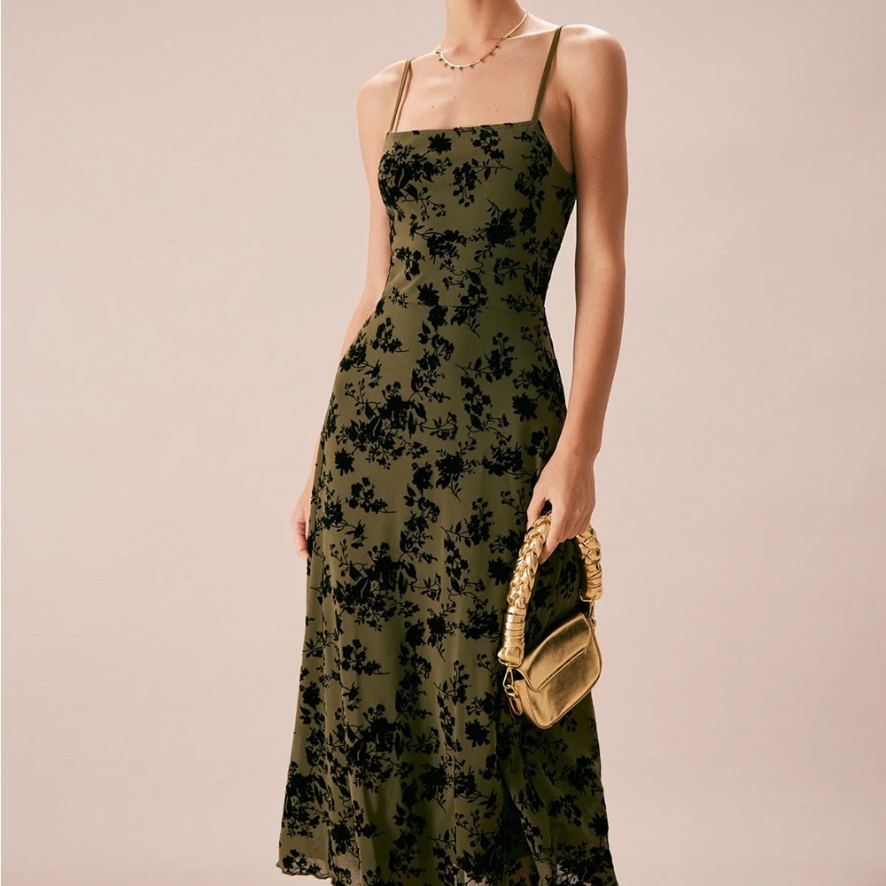 RIHOAS Green Floral Slip Midi Dress size XL